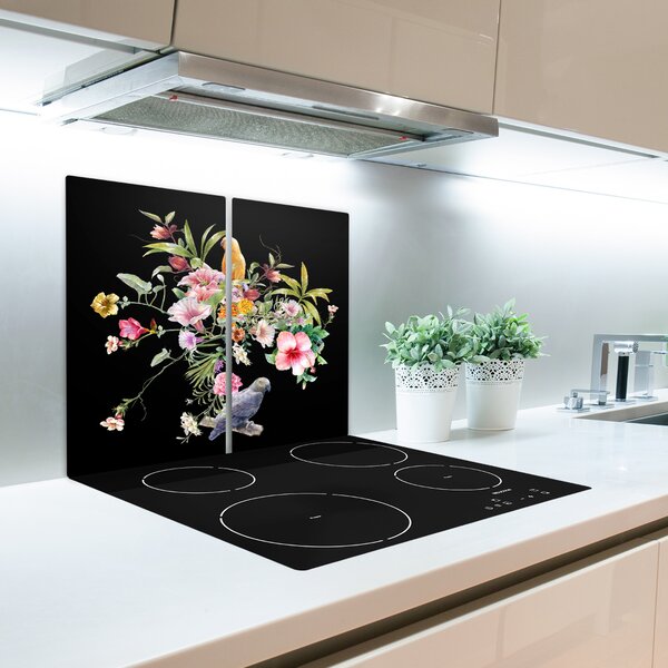 Tagliere in vetro temperato Fiori e uccelli 60x52 cm
