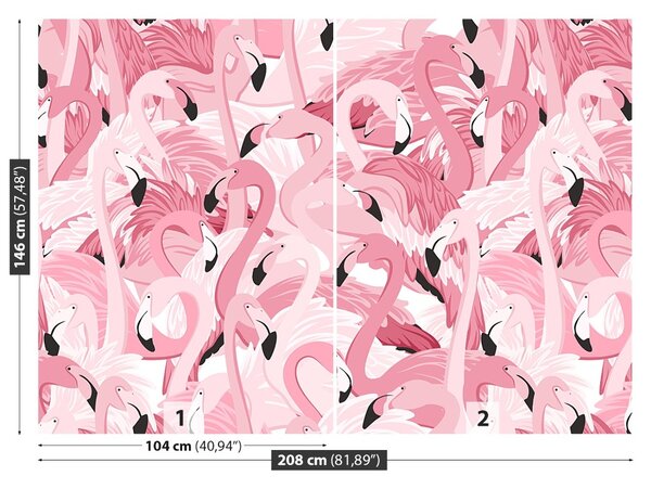 Carta da parati Flamingos rosa 104x70 cm
