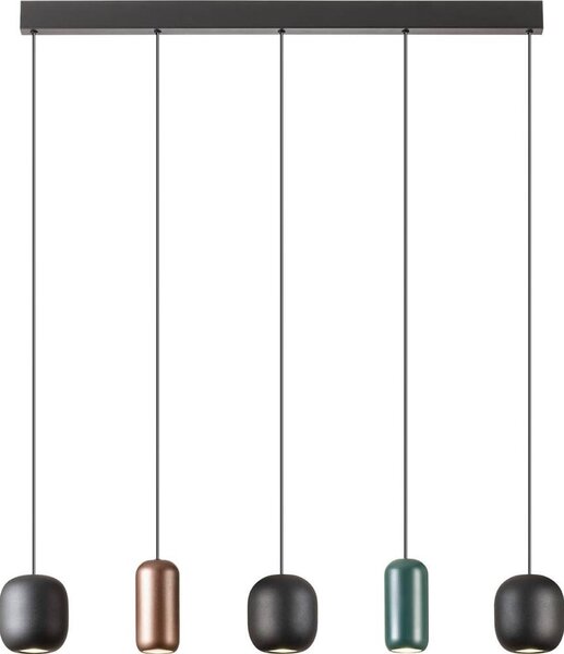 Redo 01-3481 - Lampadario a sospensione con filo BOOM 5xGU10/10W/230V nero/verde/marrone