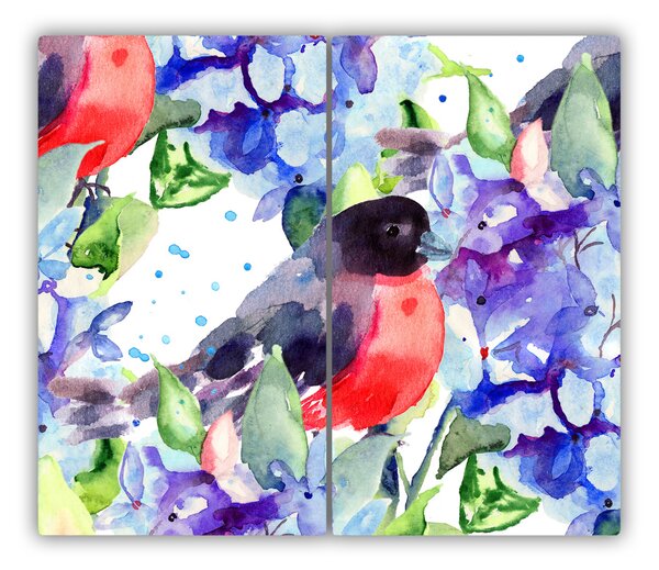 Tagliere in vetro temperato Uccello e fiori 60x52 cm