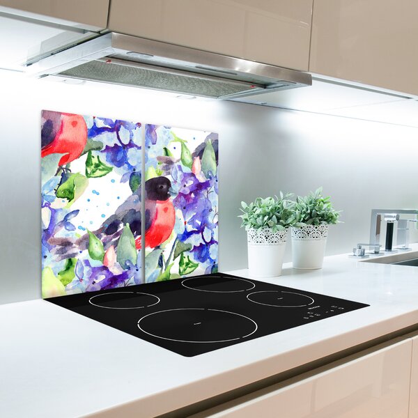 Tagliere in vetro temperato Uccello e fiori 60x52 cm