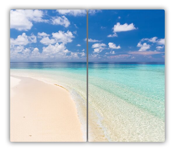 Tagliere in vetro temperato Spiaggia alle Maldive 60x52 cm