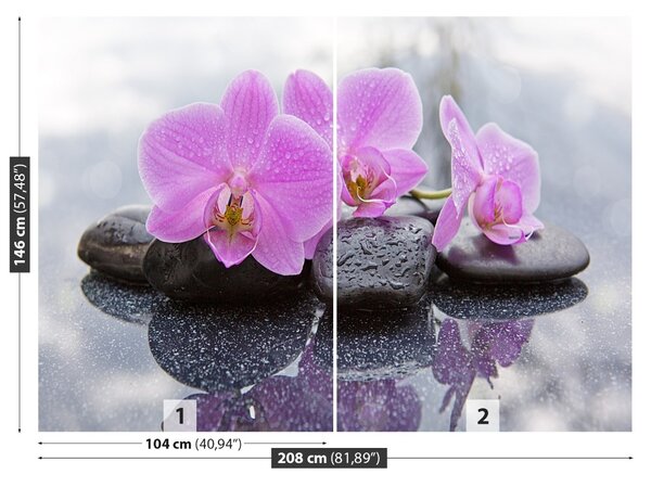 Carta da parati Pietre di orchidee 104x70 cm