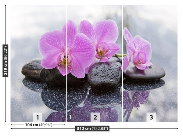 Carta da parati Pietre di orchidee 104x70 cm