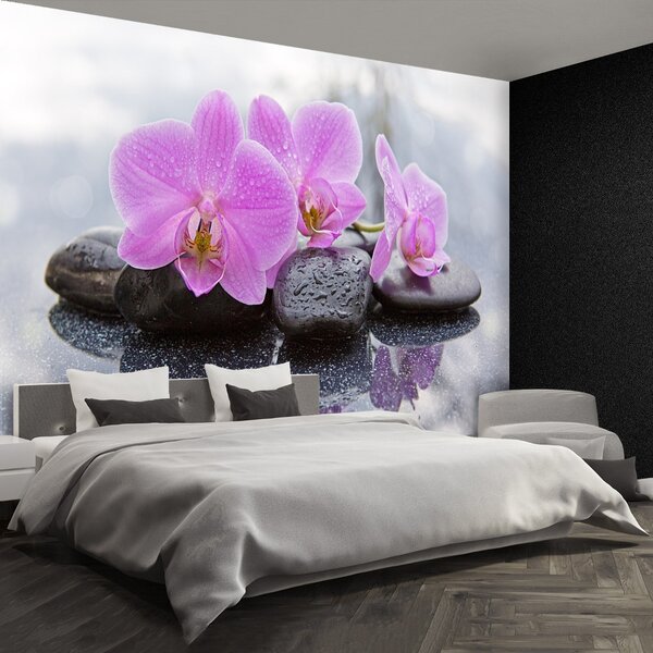 Carta da parati Pietre di orchidee 104x70 cm