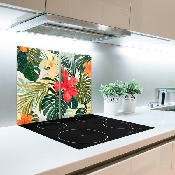 Tagliere in vetro Fiori hawaiani 60x52 cm