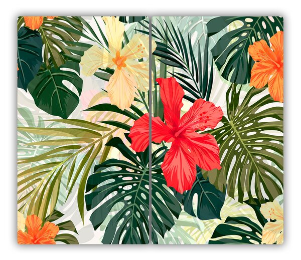 Tagliere in vetro Fiori hawaiani 60x52 cm