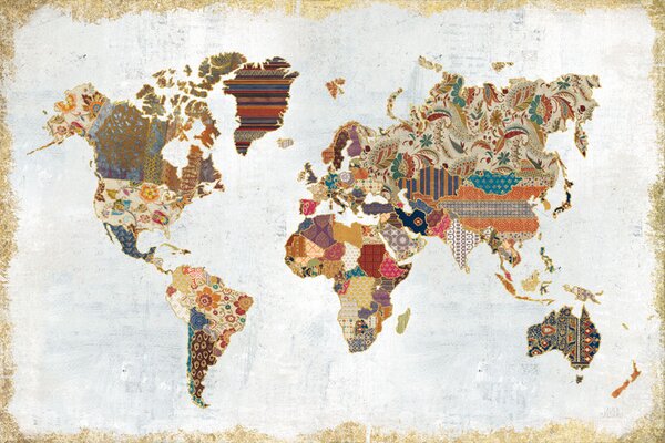 Salvadori tela stampata "Pattern World Map" mis 120 x 80