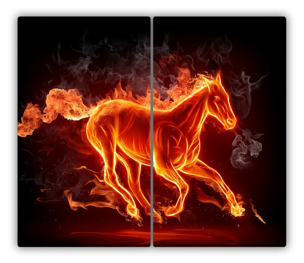 Tagliere in vetro Cavallo in fiamme 60x52 cm