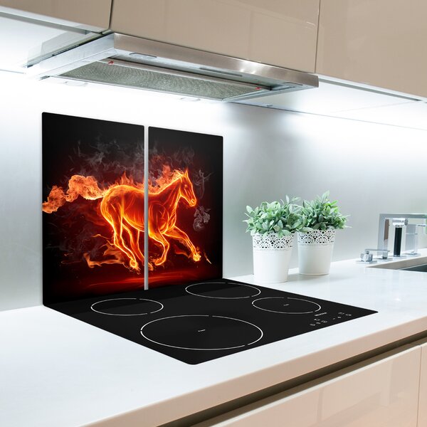Tagliere in vetro Cavallo in fiamme 60x52 cm