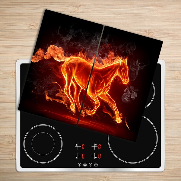 Tagliere in vetro Cavallo in fiamme 60x52 cm