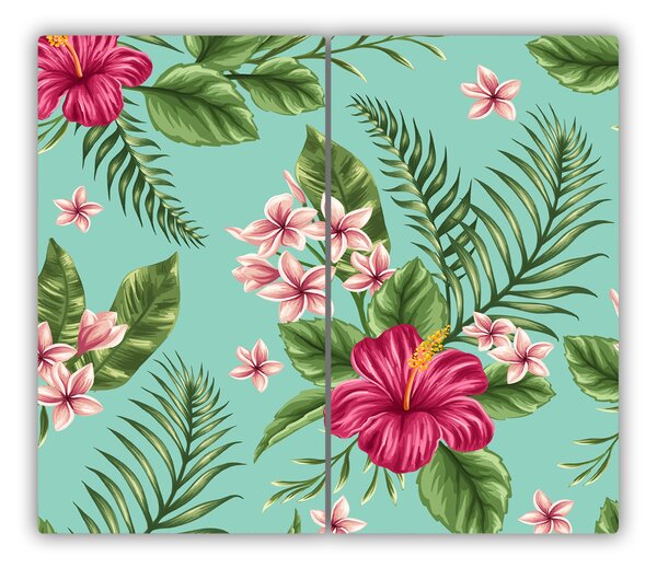Tagliere in vetro Fiori hawaiani 60x52 cm