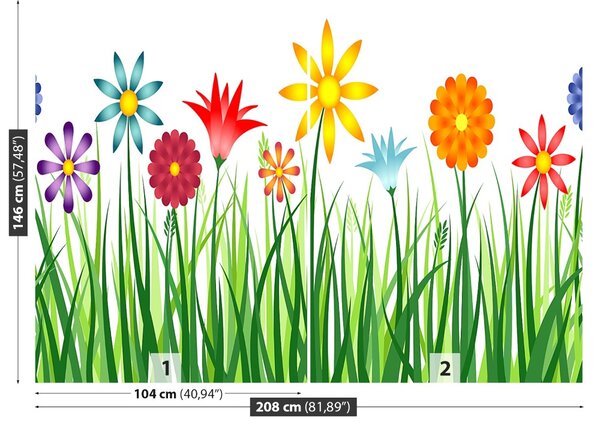 Carta da parati Fiori erba 104x70 cm