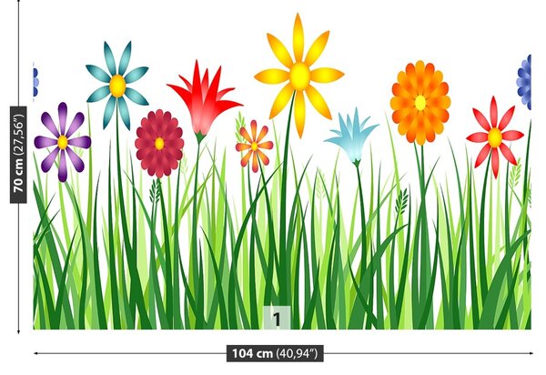 Carta da parati Fiori erba 104x70 cm