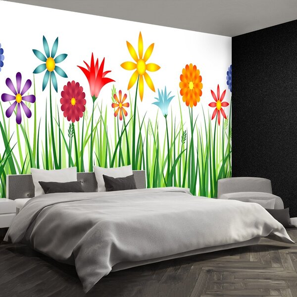 Carta da parati Fiori erba 104x70 cm
