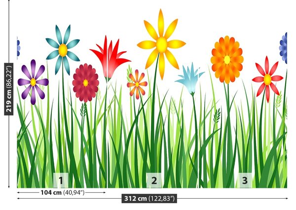 Carta da parati Fiori erba 104x70 cm