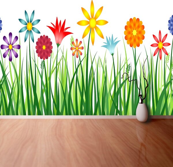 Carta da parati Fiori erba 104x70 cm