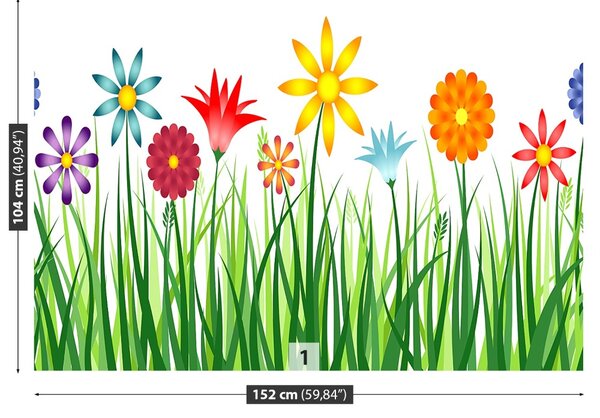 Carta da parati Fiori erba 104x70 cm