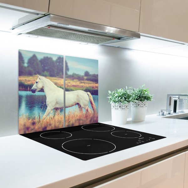 Tagliere in vetro temperato Lago di cavalli bianchi 60x52 cm