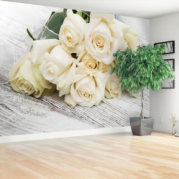 Carta da parati Rose bianche 104x70 cm