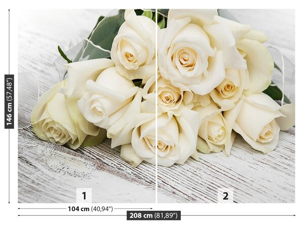 Carta da parati Rose bianche 104x70 cm