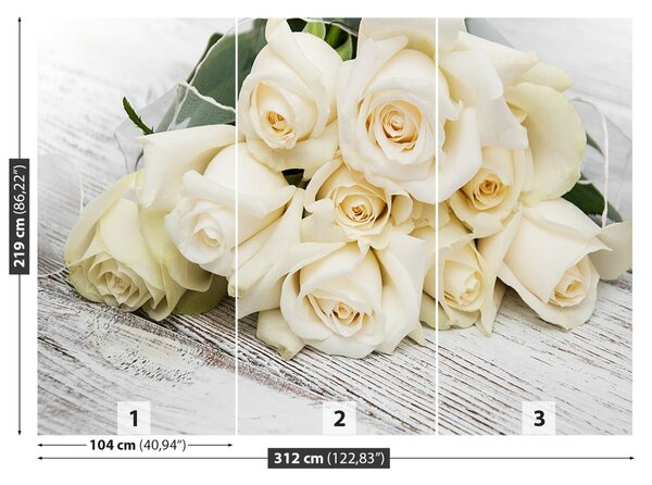 Carta da parati Rose bianche 104x70 cm
