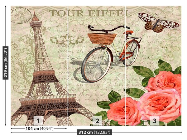 Carta da parati Paris vintage 104x70 cm