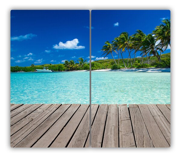 Tagliere in vetro Spiaggia tropicale 60x52 cm