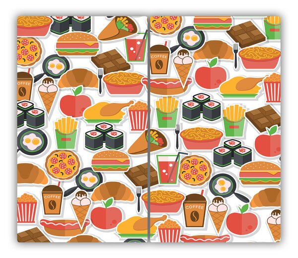 Tagliere in vetro temperato Fast food 60x52 cm