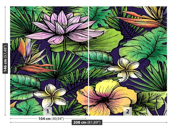 Carta da parati Fiori tropicali 104x70 cm