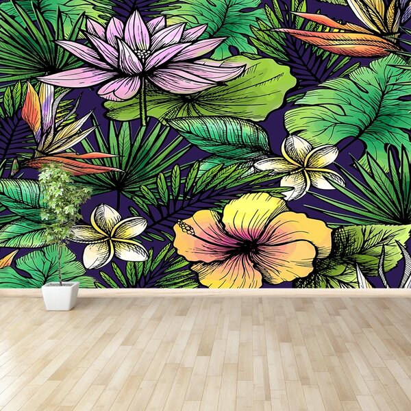 Carta da parati Fiori tropicali 104x70 cm