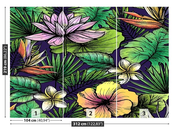 Carta da parati Fiori tropicali 104x70 cm