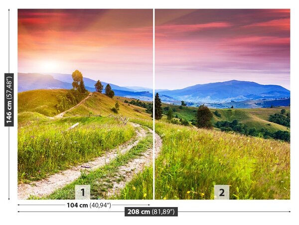 Carta da parati Colline fiorite 104x70 cm