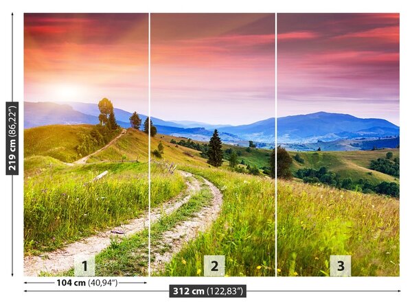 Carta da parati Colline fiorite 104x70 cm