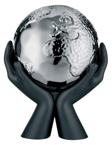 Bongelli preziosi statua moderna scultura mani mondo collezione Globe cm 36 X 27 NERO ARGENTO