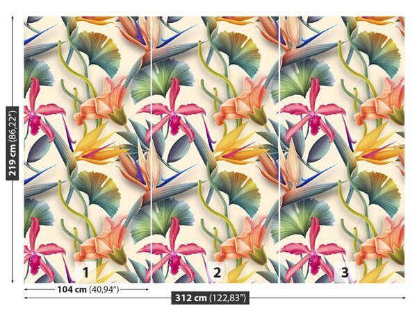 Carta da parati Fiori tropicali 104x70 cm