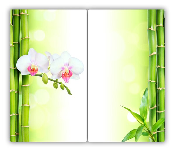 Tagliere in vetro temperato Orchidea e bambù 60x52 cm