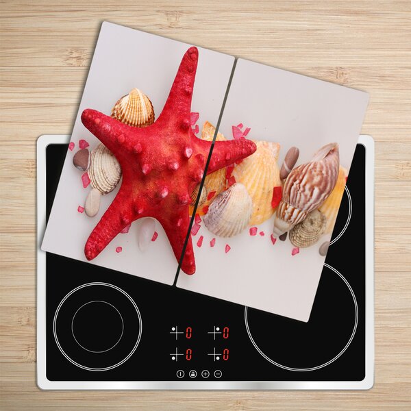 Tagliere in vetro Starfish e conchiglie 60x52 cm