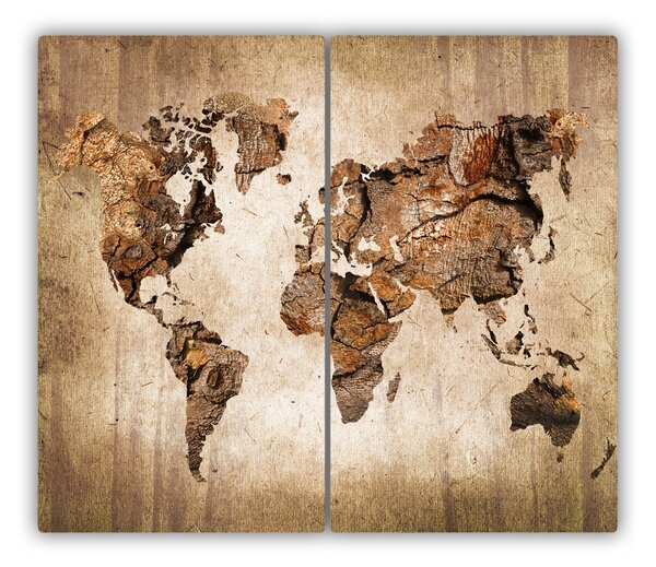 Tagliere in vetro World Map Wood 60x52 cm