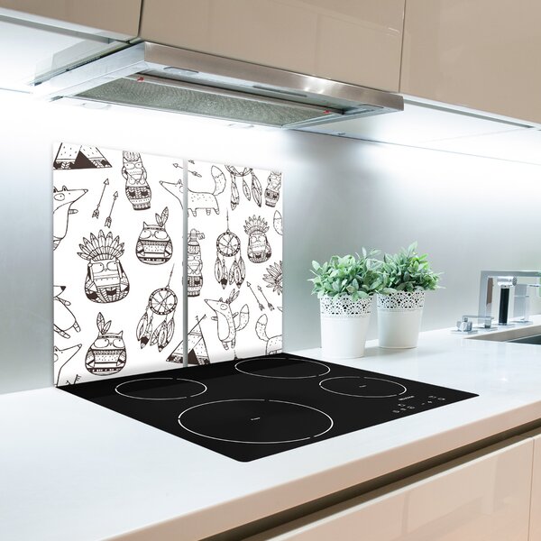 Tagliere in vetro temperato Gufi indiani 60x52 cm