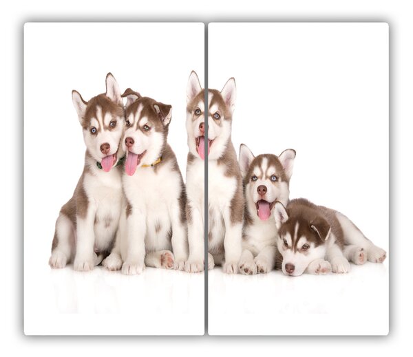 Tagliere in vetro temperato Cuccioli husky 60x52 cm