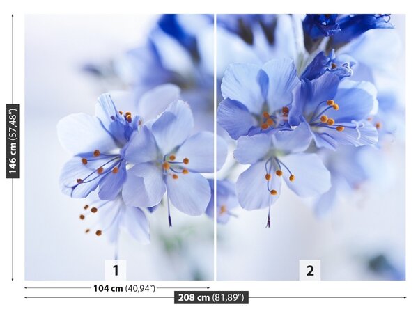 Carta da parati Fiori blu 104x70 cm