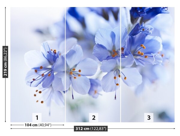 Carta da parati Fiori blu 104x70 cm