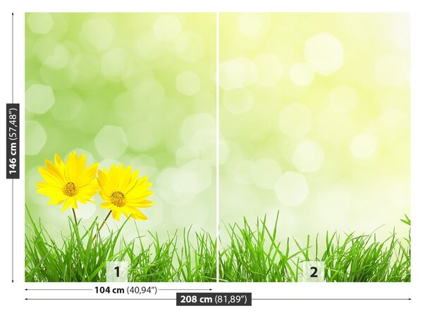 Carta da parati Fiori erba 104x70 cm