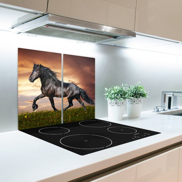 Tagliere in vetro Cavallo da trotto 60x52 cm