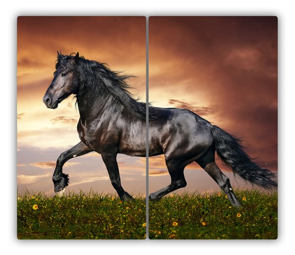 Tagliere in vetro Cavallo da trotto 60x52 cm
