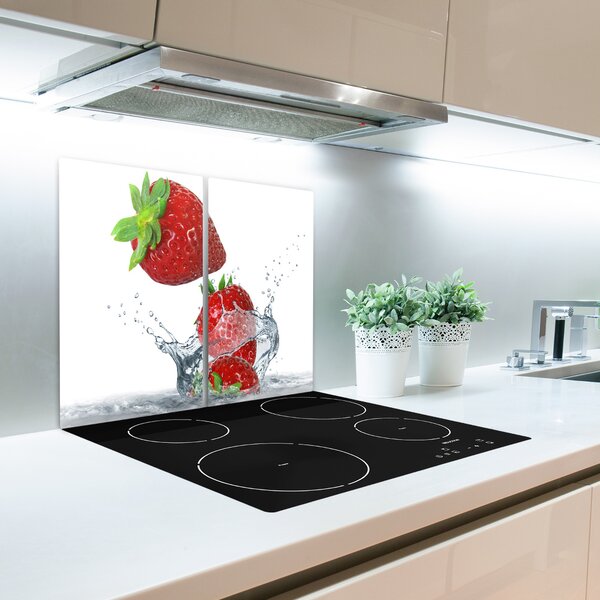 Tagliere in vetro Fragole e acqua 60x52 cm
