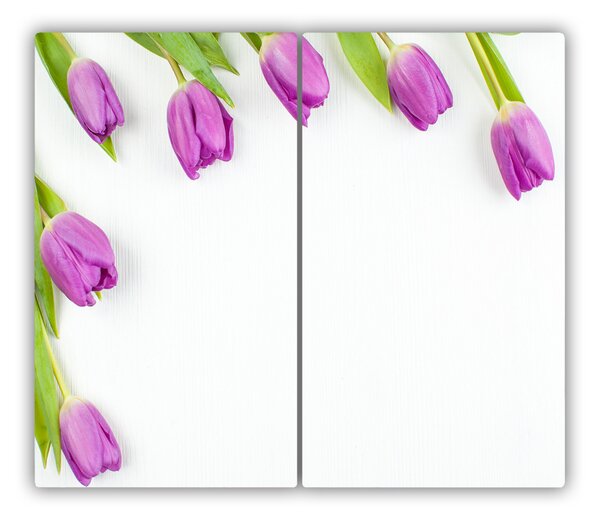 Tagliere in vetro Tulipani viola 60x52 cm