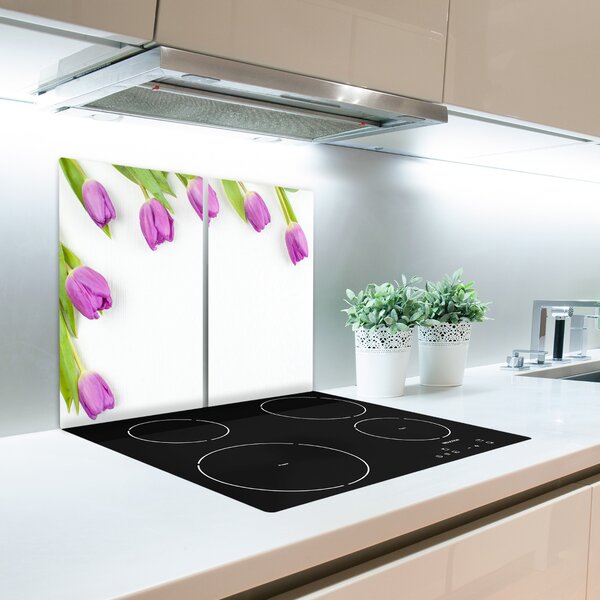 Tagliere in vetro Tulipani viola 60x52 cm
