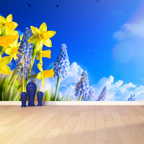 Carta da parati Daffodil blu 104x70 cm